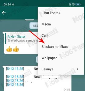 bisukan notifikasi di wa